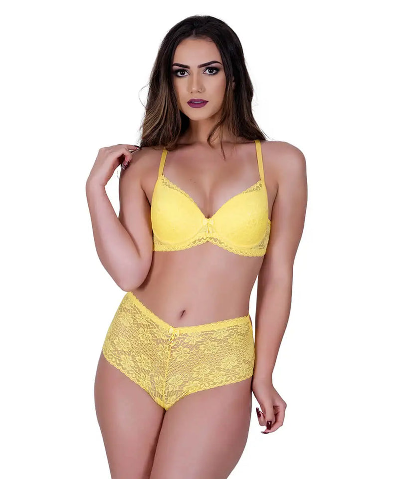 Conjunto  Lingerie Sem Bojo Em Renda